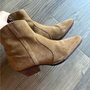 Mango Tan Suede Ankle Booties